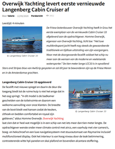 eerste vernieuwde Langenberg Cabin Cruiser 33 Overwijk Yachting